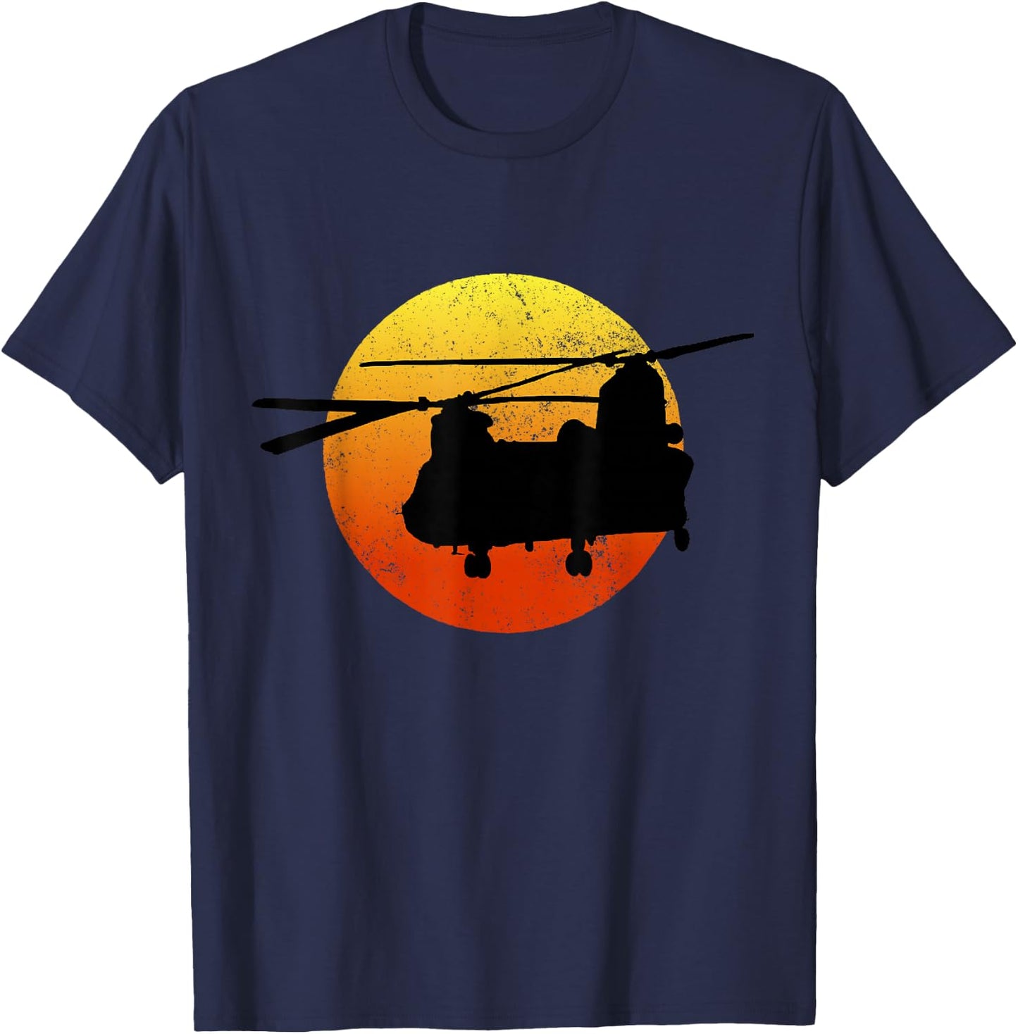 CH47 Chinook Silhouette Sunset Military Helicopter CH47 T-Shirt - T-Shirt | Navy