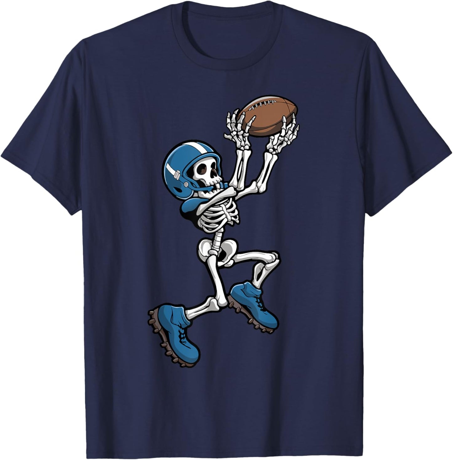 Skeleton Football Halloween Men Boys Women Football Fan T-Shirt - T-Shirt | Navy