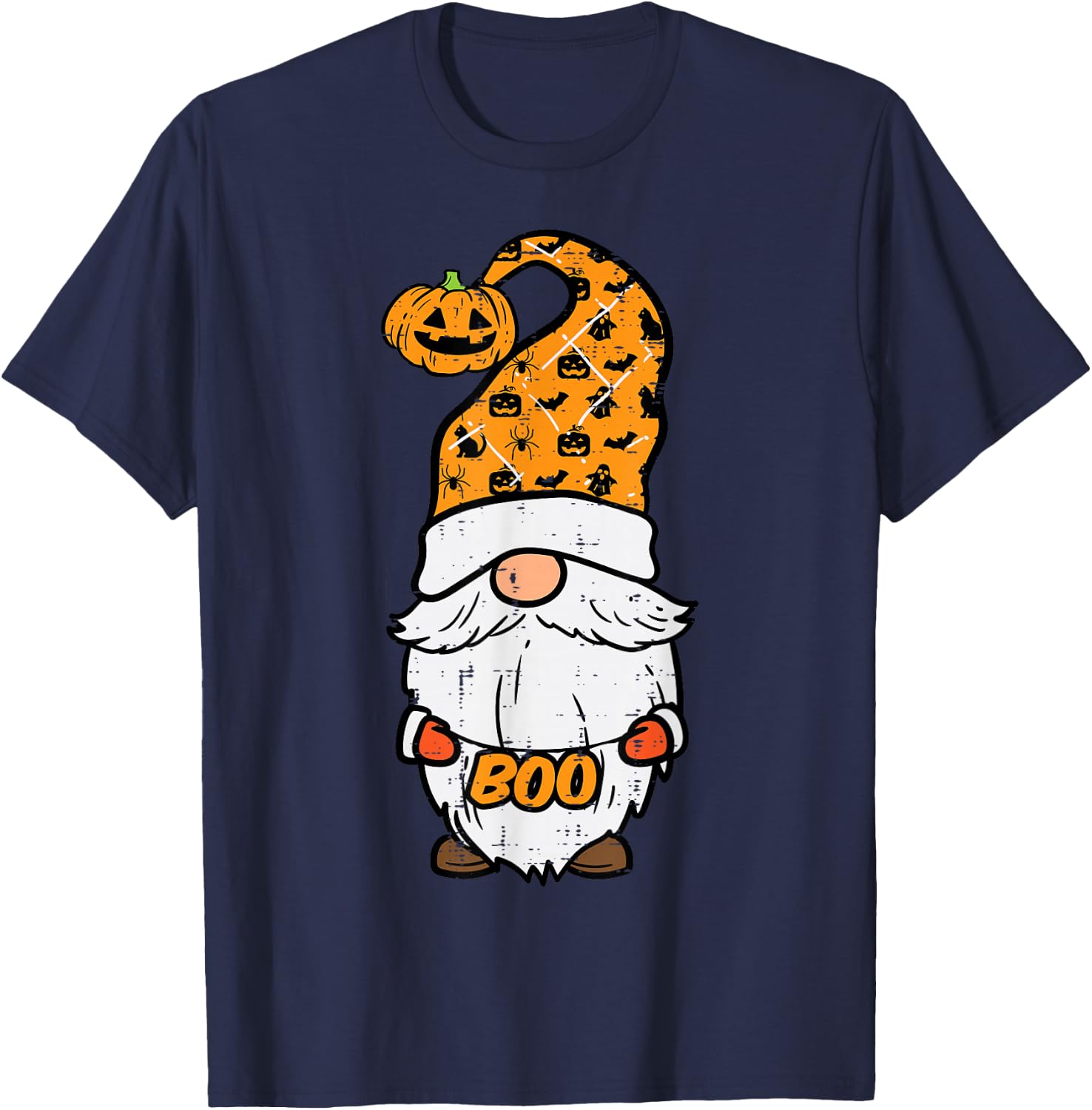 Halloween Gnome Boo Fall Garden Costume Women Girls Boys Kid T-Shirt - T-Shirt | Navy