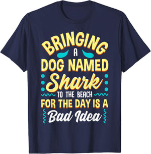 Funny Beach Quote Dog Named Shark Joke T-Shirt - T-Shirt | Navy