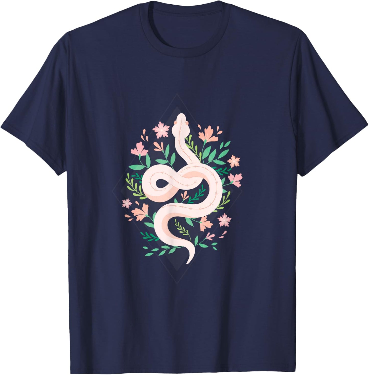 Snake Reptile Flowers Poisonous Python Cobra Animal Gift T-Shirt - T-Shirt | Navy