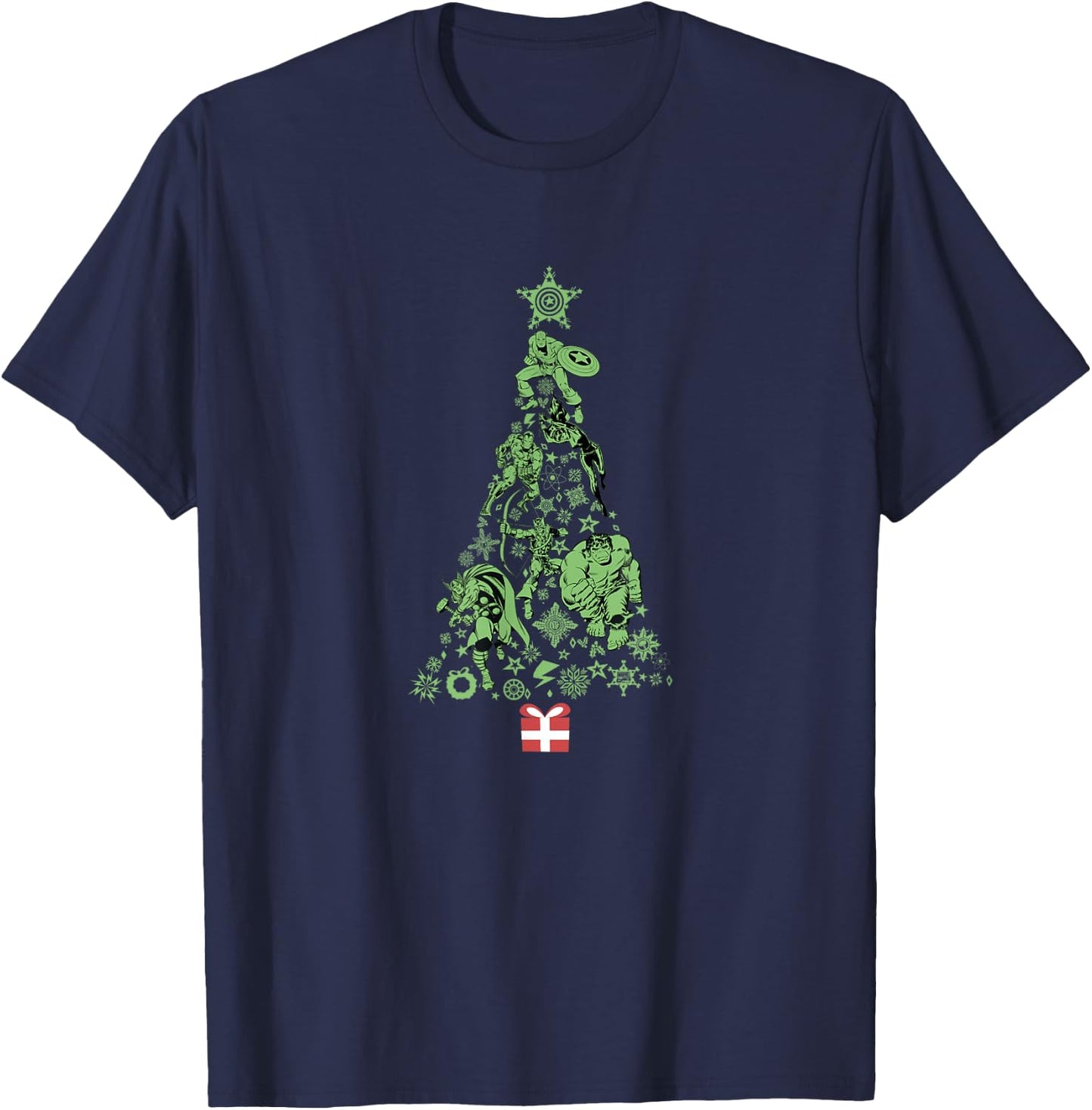 Marvel Christmas Avengers Holiday Icons Tree T-Shirt - T-Shirt | Navy