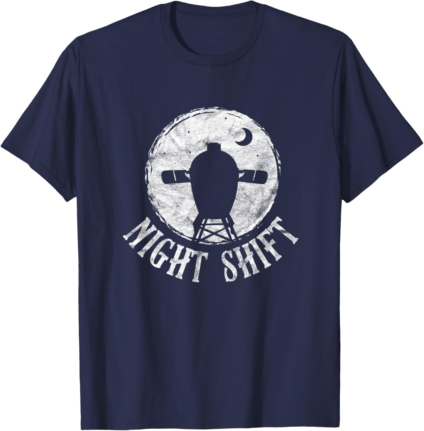 BBQ Barbeque Grilling Funny Night Shift Grill Big Egg Smoker T-Shirt - T-Shirt | Navy