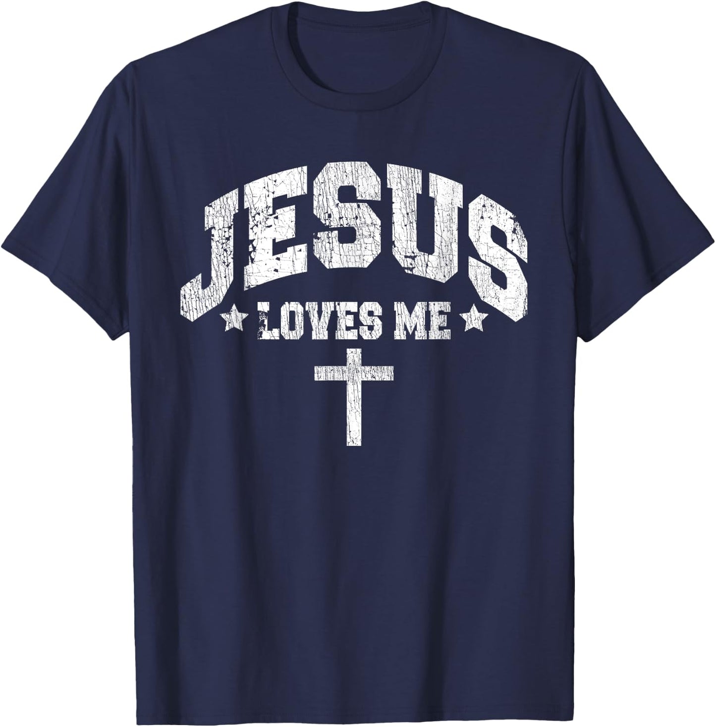 Jesus Loves Me Vintage Style Men T-Shirt - T-Shirt | Navy