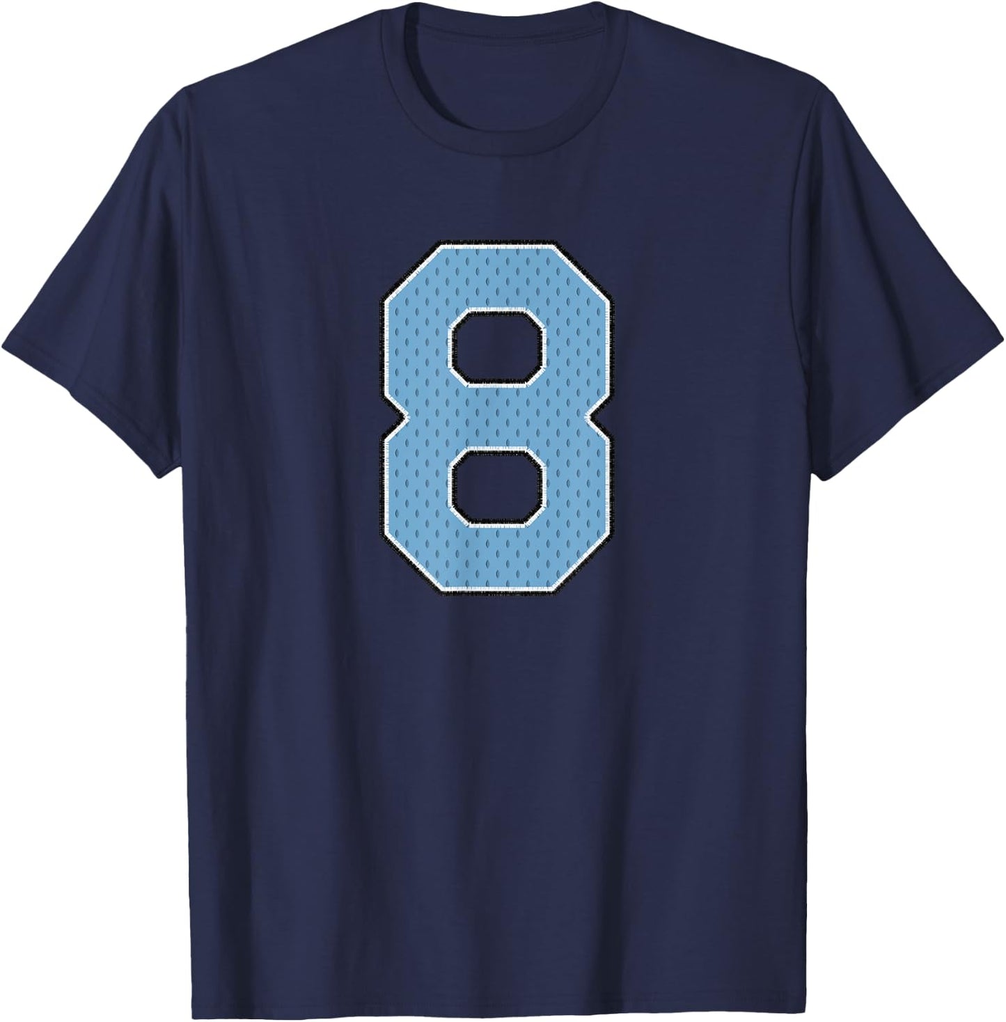 Sports Jersey Player Supporter Light Blue Number 8 T-Shirt - T-Shirt | Navy
