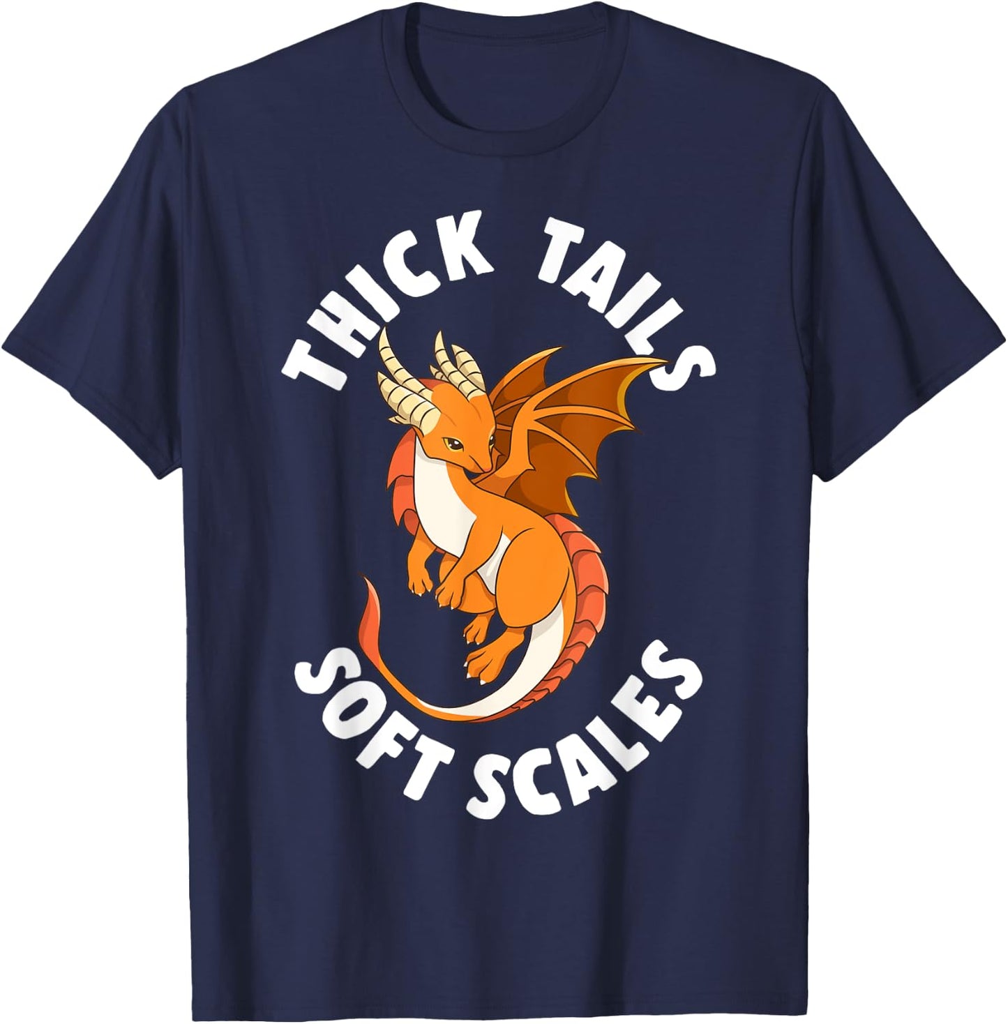 Thick Tails Soft Scales Dragon Cute Design T-Shirt - T-Shirt | Navy