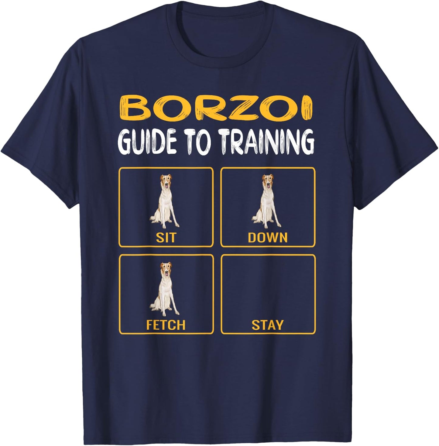 Funny Borzoi Guide To Training Dog Obedience T-Shirt - T-Shirt | Navy