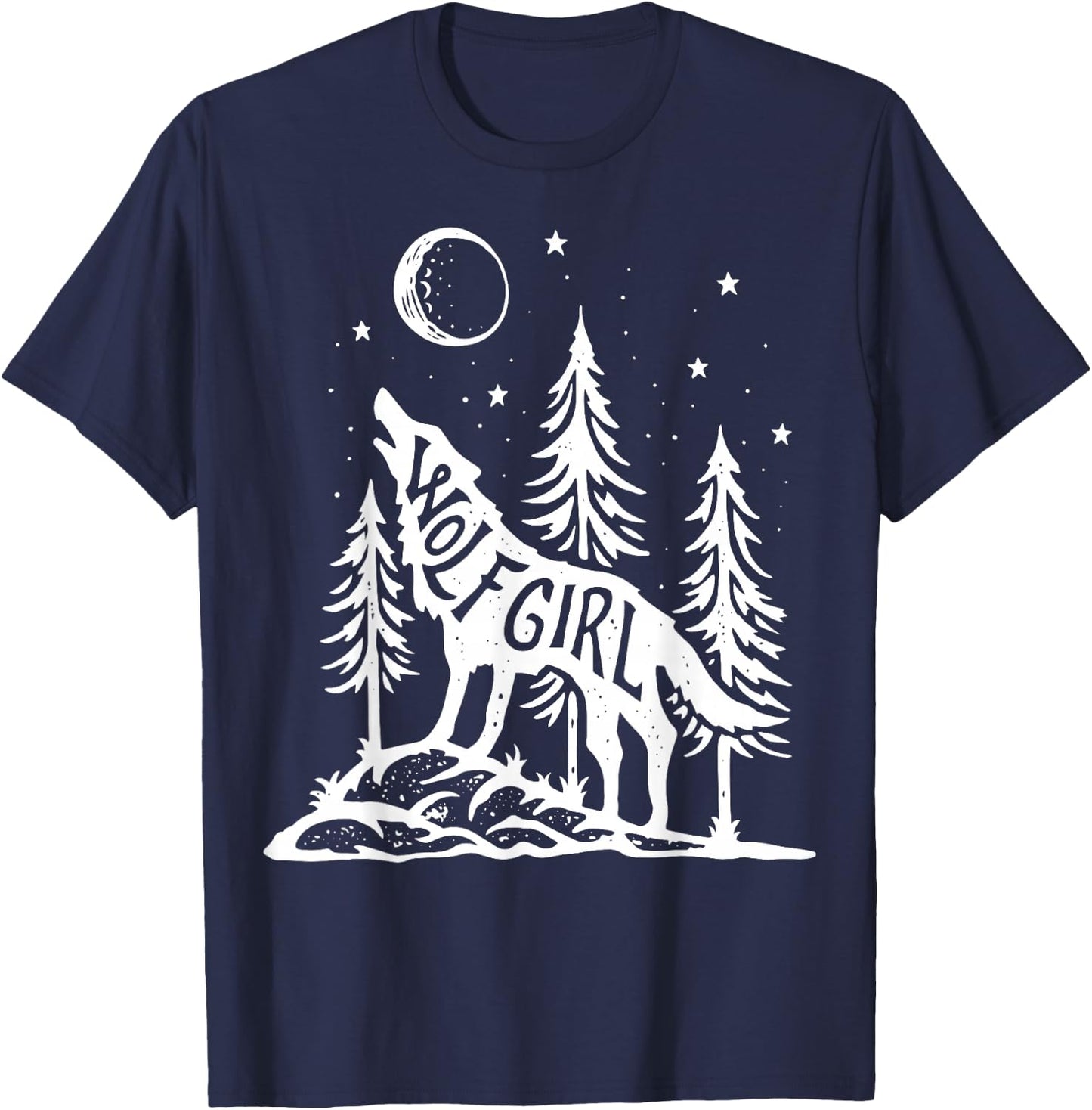 Wolf Girl Who Loves Wolves Funny Animal Lovers Women Outdoor T-Shirt - T-Shirt | Navy