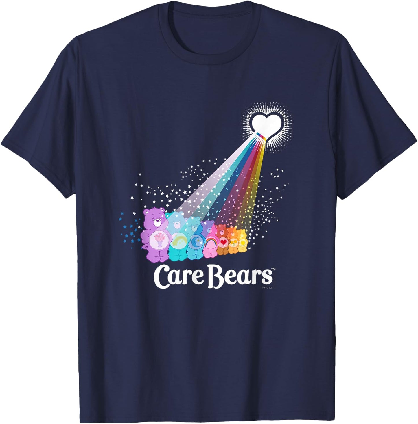 Care Bears Love Light Glow Rainbow Retro Cartoon T-Shirt - T-Shirt | Navy