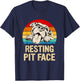 Resting Pit Face Gift Pitbull Lovers and Pittie Owners T-Shirt - T-Shirt | Navy