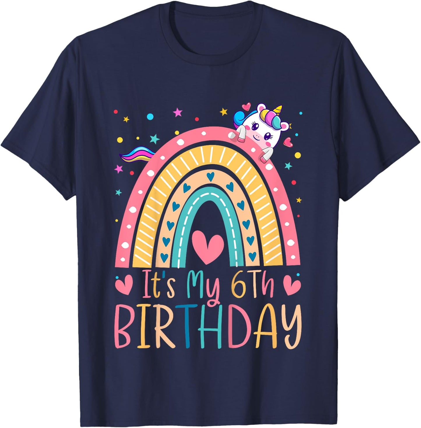 6th Birthday Girl Outfit Idea 6 Year Old Girls Birthday T-Shirt - T-Shirt | Navy