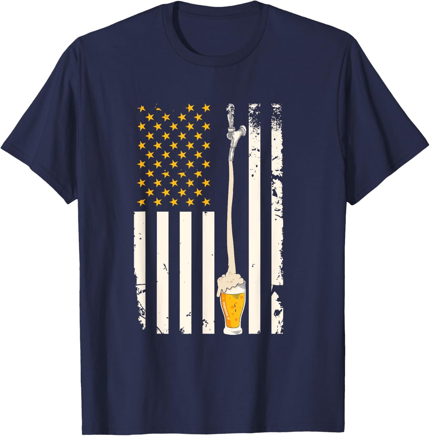 Patriotic American Brewer US Flag Craft Beer Women Men T-Shirt - T-Shirt | Navy