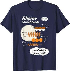 Funny Filipina Filipino Food Menu Rice Philippines T-Shirt - T-Shirt | Navy
