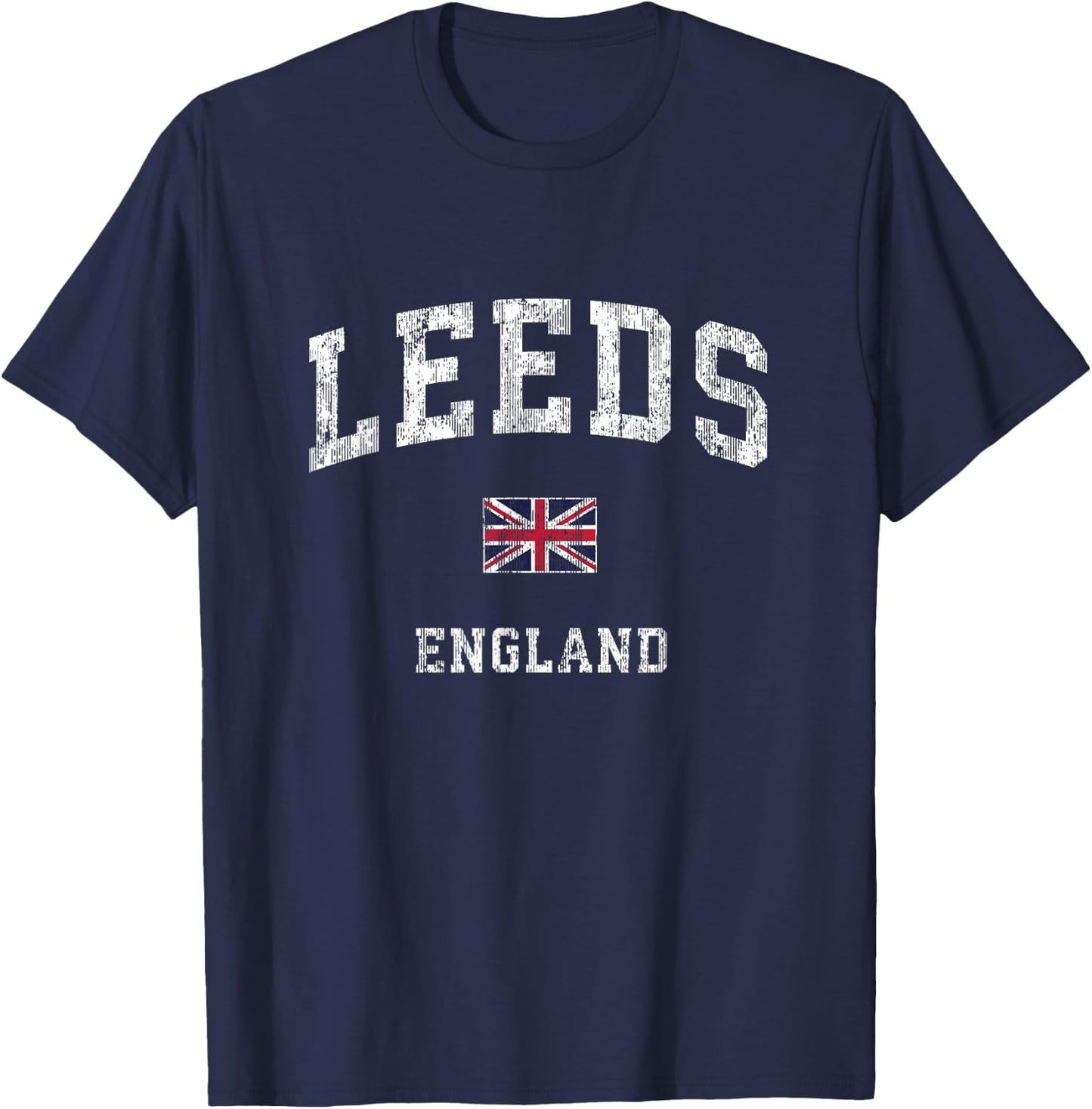 Leeds England Vintage Athletic Sports Design T-Shirt - T-Shirt | Navy
