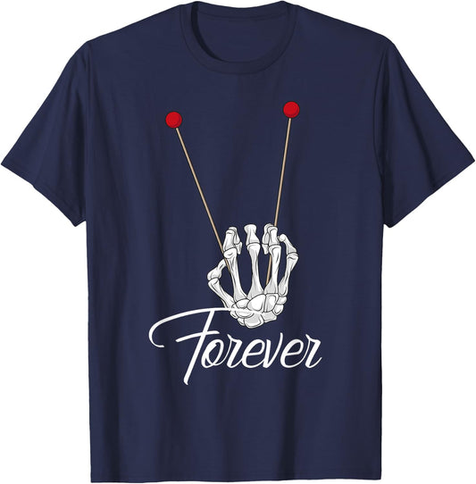 Mallets Forever - Marimba Xylophone Band Skeleton Hand T-Shirt - T-Shirt | Navy