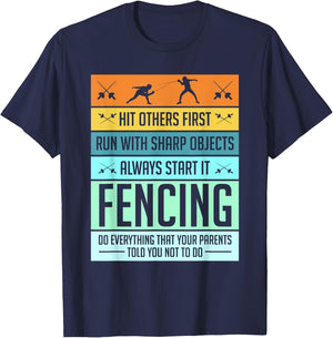 Funny Fencing Shirt Sport Pun Women Kids T-Shirt - T-Shirt | Navy