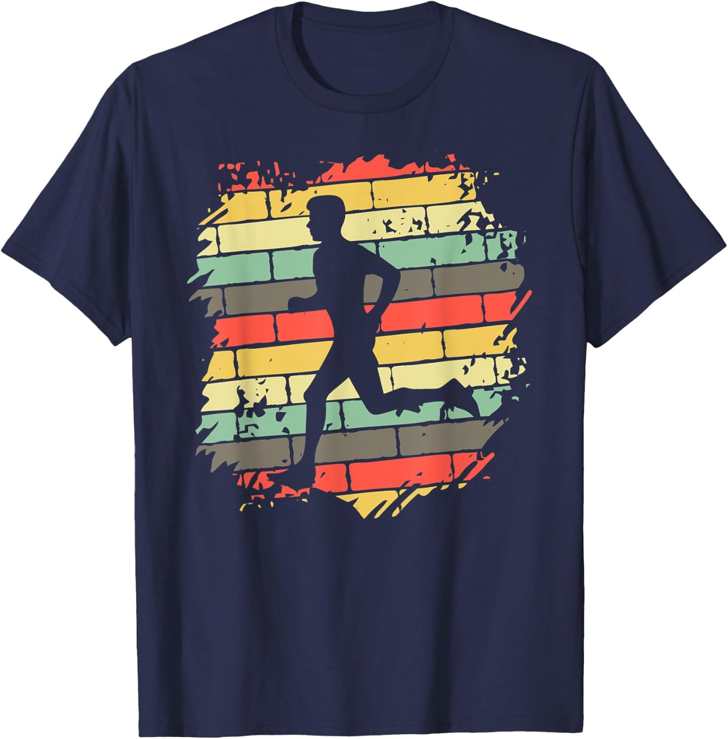 Vintage Runner Silhouette Shirt Urban Running Retro Graphic T-Shirt - T-Shirt | Navy