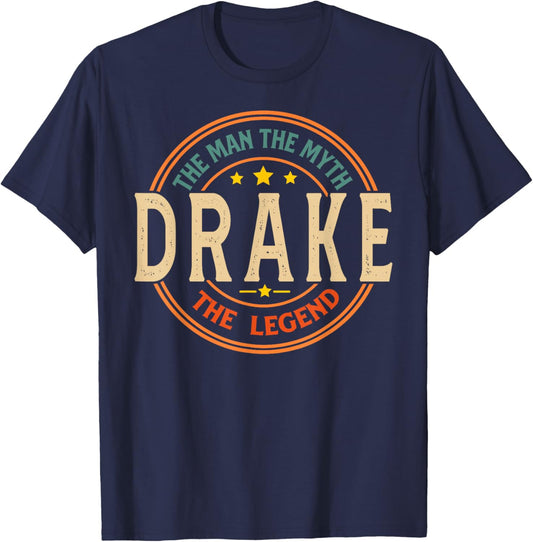 DRAKE The Man The Myth The Legend Vintage Personalized T-Shirt - T-Shirt | Navy