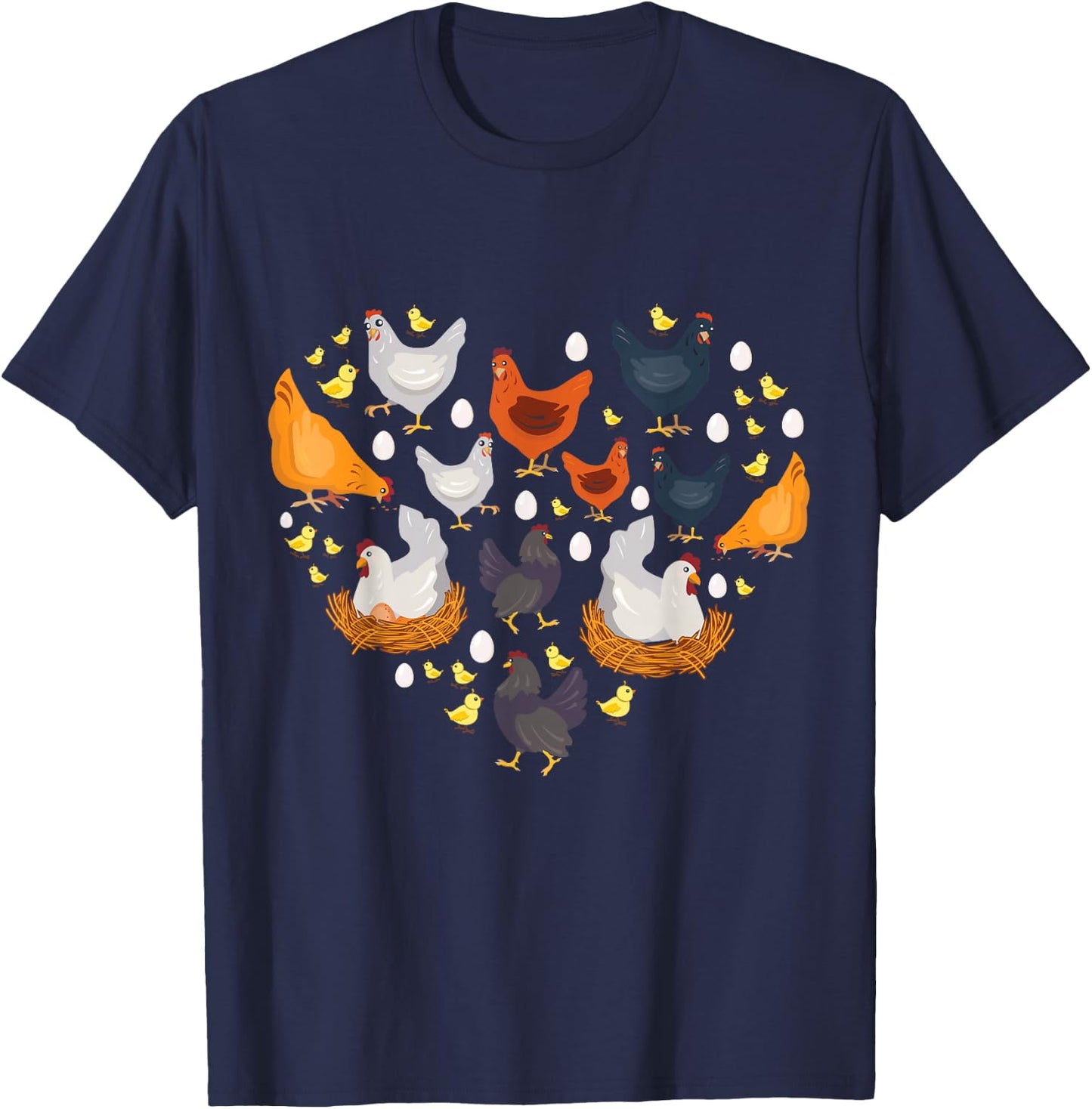 Chickens Heart Love Chicken Lady Women Men Kids Farmer Gift Small T-Shirt - T-Shirt | Navy
