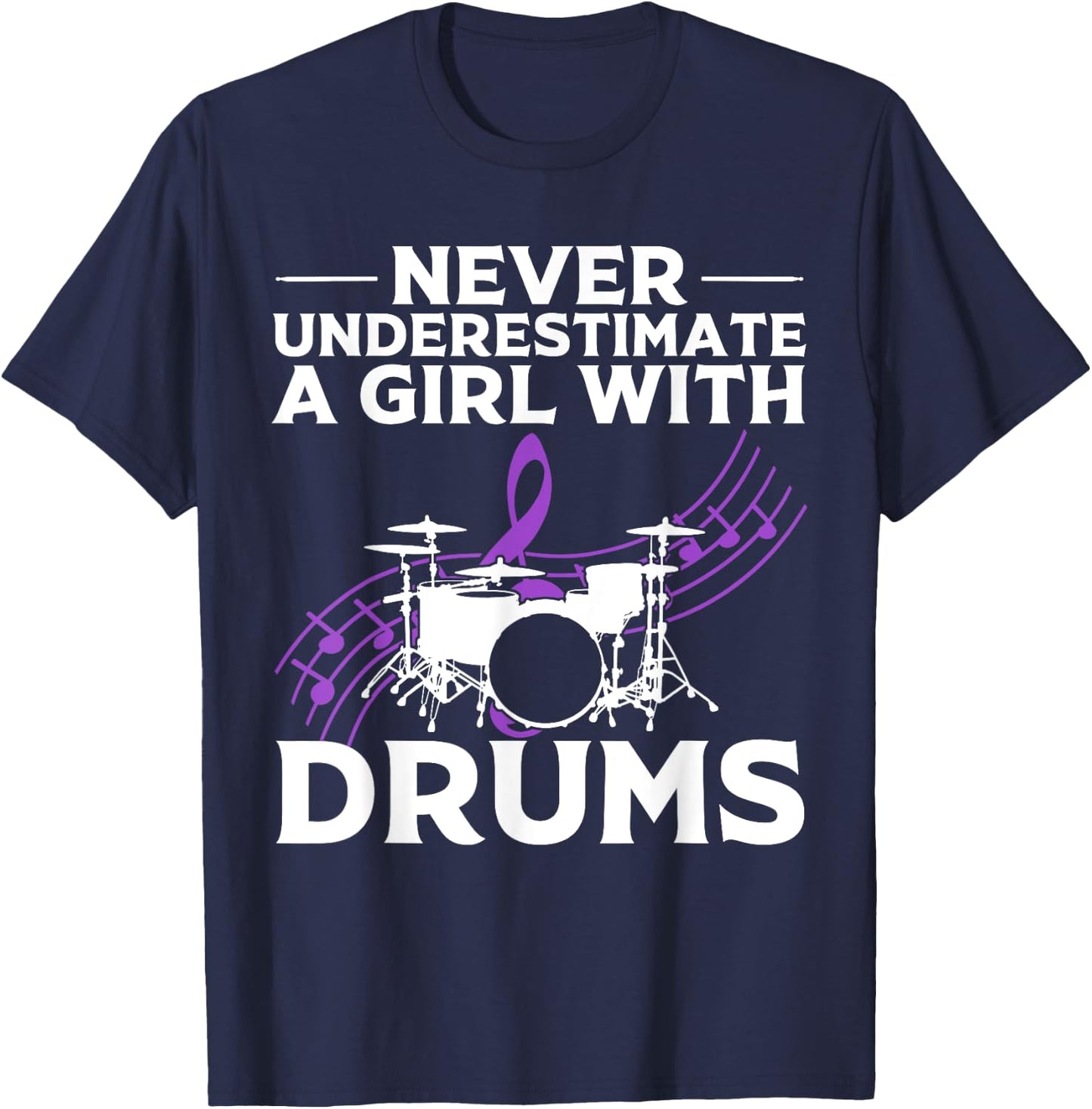 Funny Girl Drummer Gift Cool Rock And Roll Lady T-Shirt - T-Shirt | Navy