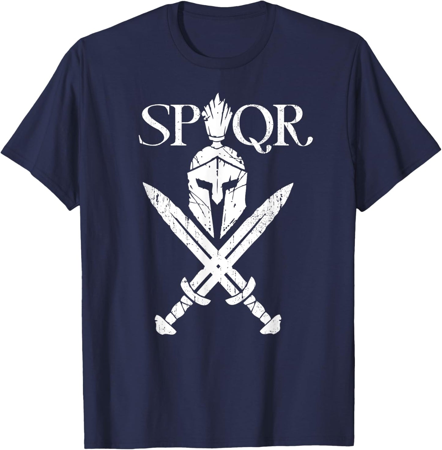 SPQR Roman Legion Soldier Gladiator Warrior Swords Helmet T-Shirt - T-Shirt | Navy