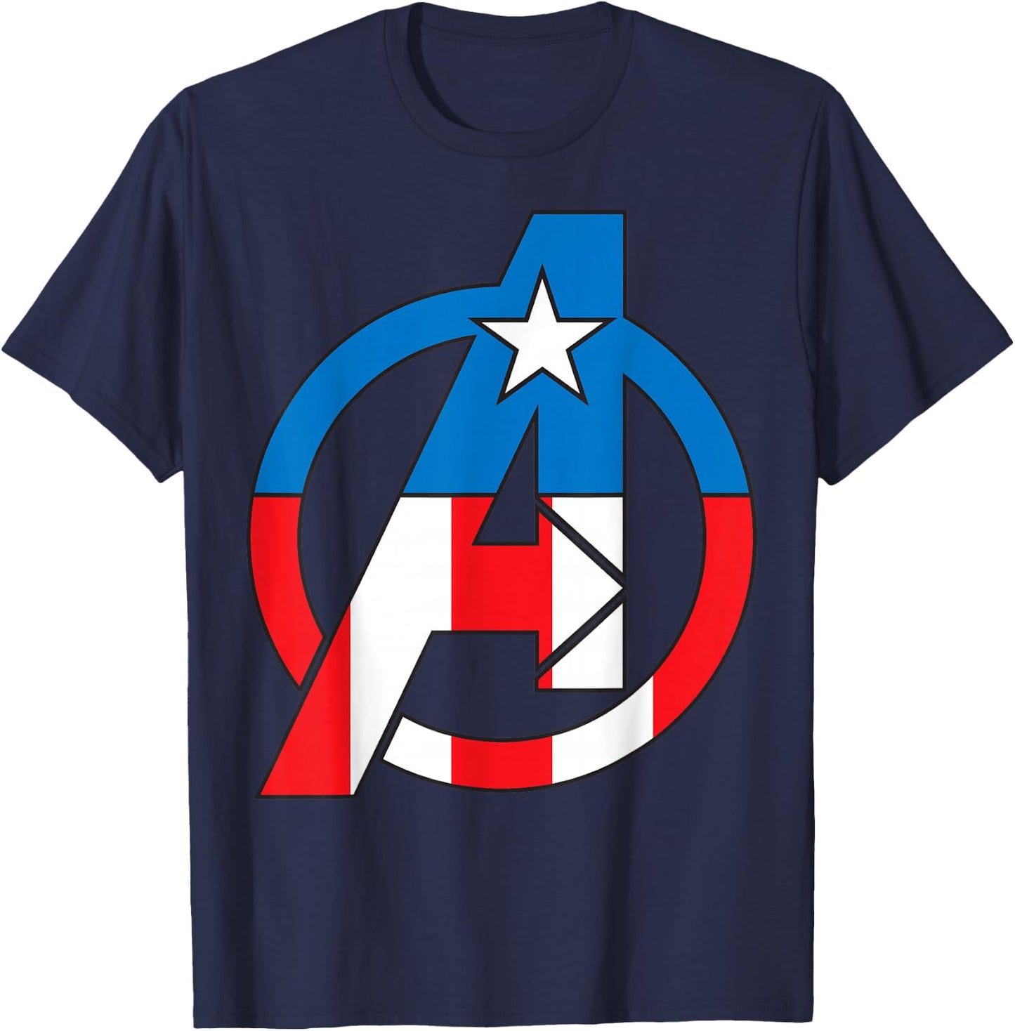 Marvel Avengers Captain America Costume Fill Logo T-Shirt - T-Shirt | Navy