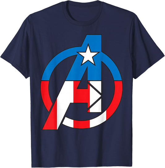 Marvel Avengers Captain America Costume Fill Logo T-Shirt - T-Shirt | Navy