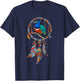 Colourful Feather Hippie Esoteric Gift Bird Dream Catcher T-Shirt - T-Shirt | Navy