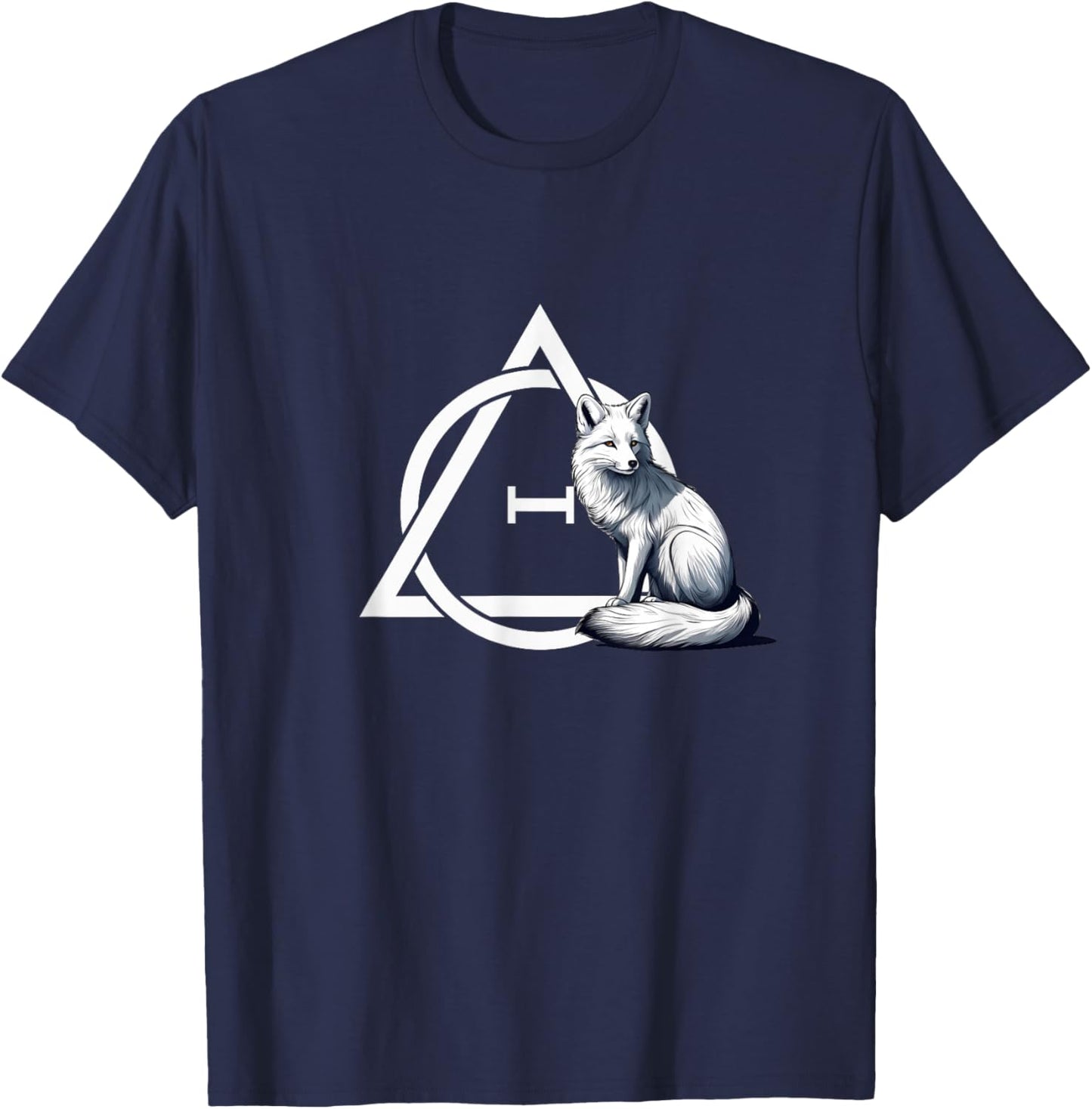 Theta Delta Symbol with Arctic Fox - Therian T-Shirt - T-Shirt | Navy
