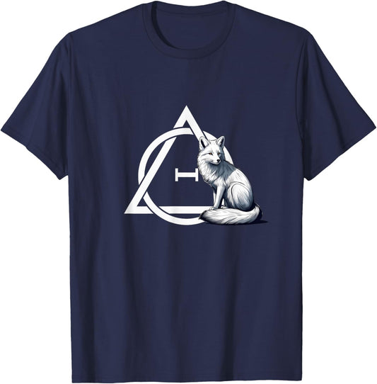 Theta Delta Symbol with Arctic Fox - Therian T-Shirt - T-Shirt | Navy