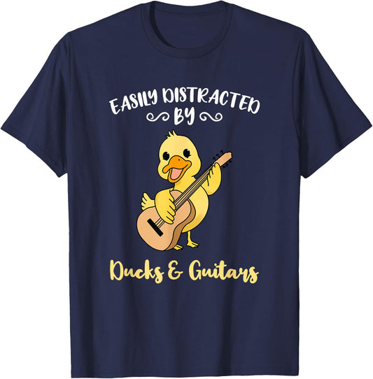Easily Distracted By Ducks And Guitars T-Shirt - T-Shirt | Navy
