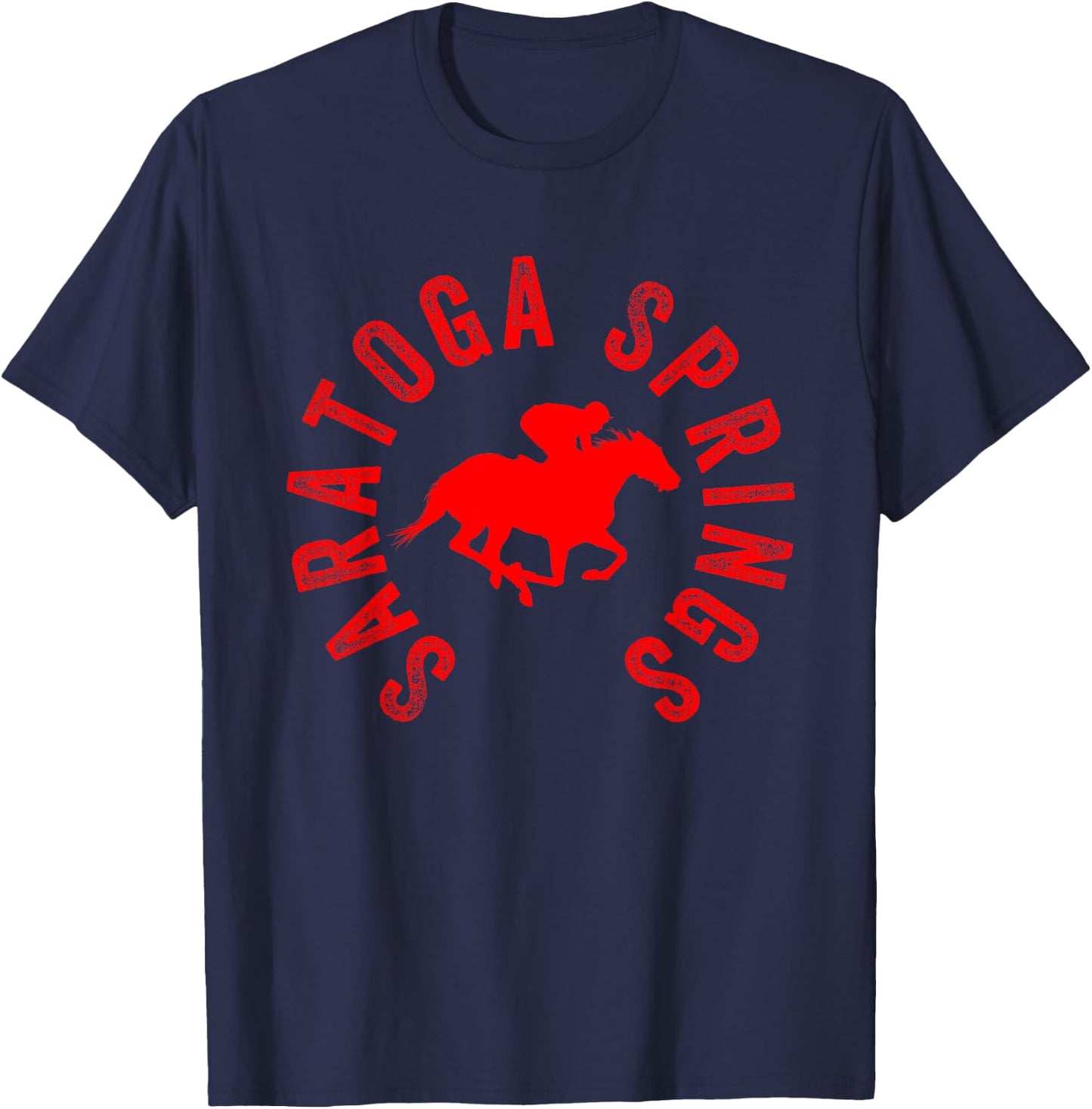 Saratoga Springs New York Horse Racing Jockey T-Shirt - T-Shirt | Navy