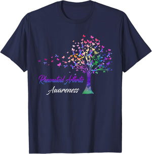 Tree Ribbon Rheumatoid Arthritis Awareness T-Shirt - T-Shirt | Navy