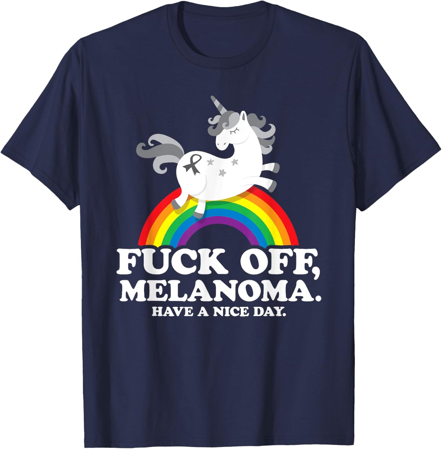Melanoma Cancer Survivor Shirt | Fuck Melanoma T-Shirt - T-Shirt | Navy