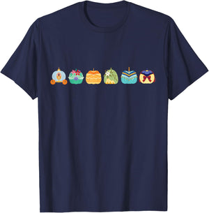 Disney Princess Pumpkins Fall Autumn Lineup of Princesses T-Shirt - T-Shirt | Navy