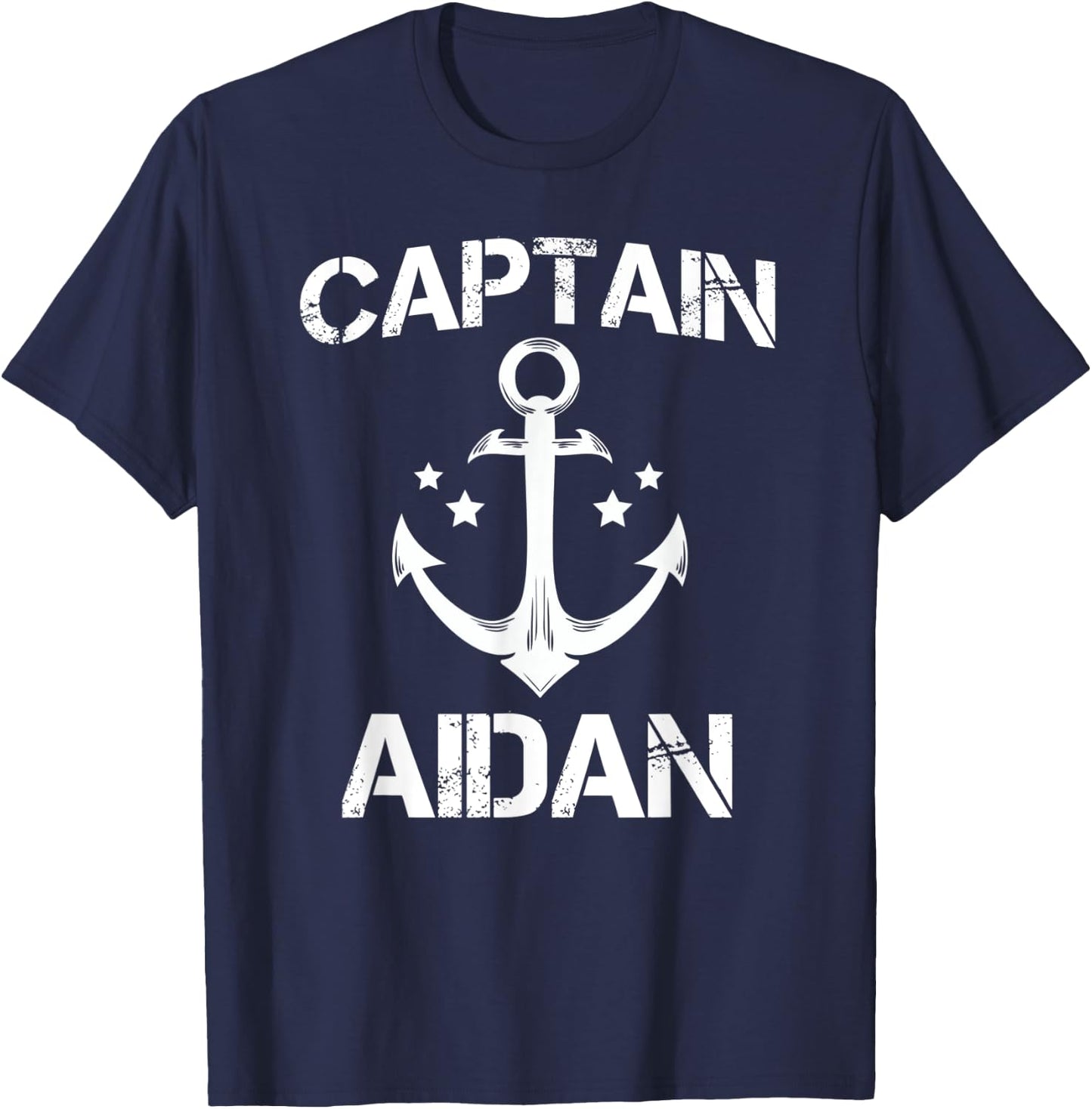 CAPTAIN AIDAN Funny Birthday Personalized Name Boat Gift T-Shirt - T-Shirt | Navy