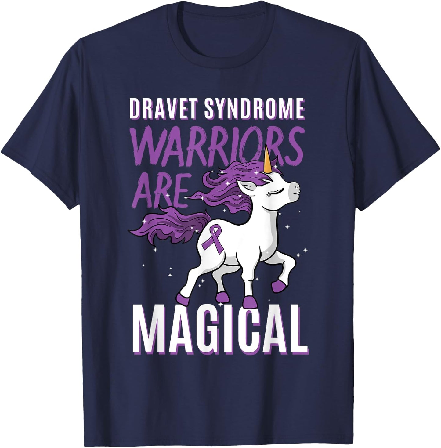 Dravet Syndrome Warrior SMEI Childhood Epilepsy Unicorn SMEB T-Shirt - T-Shirt | Navy