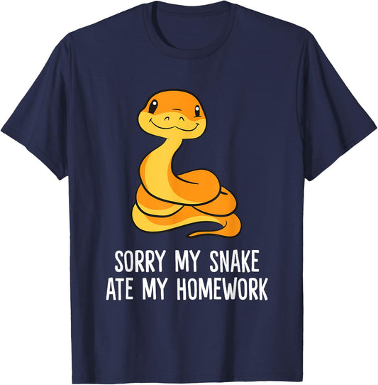 Snake Pet School Sorry, My Snake Ate Homework T-Shirt - T-Shirt | Navy