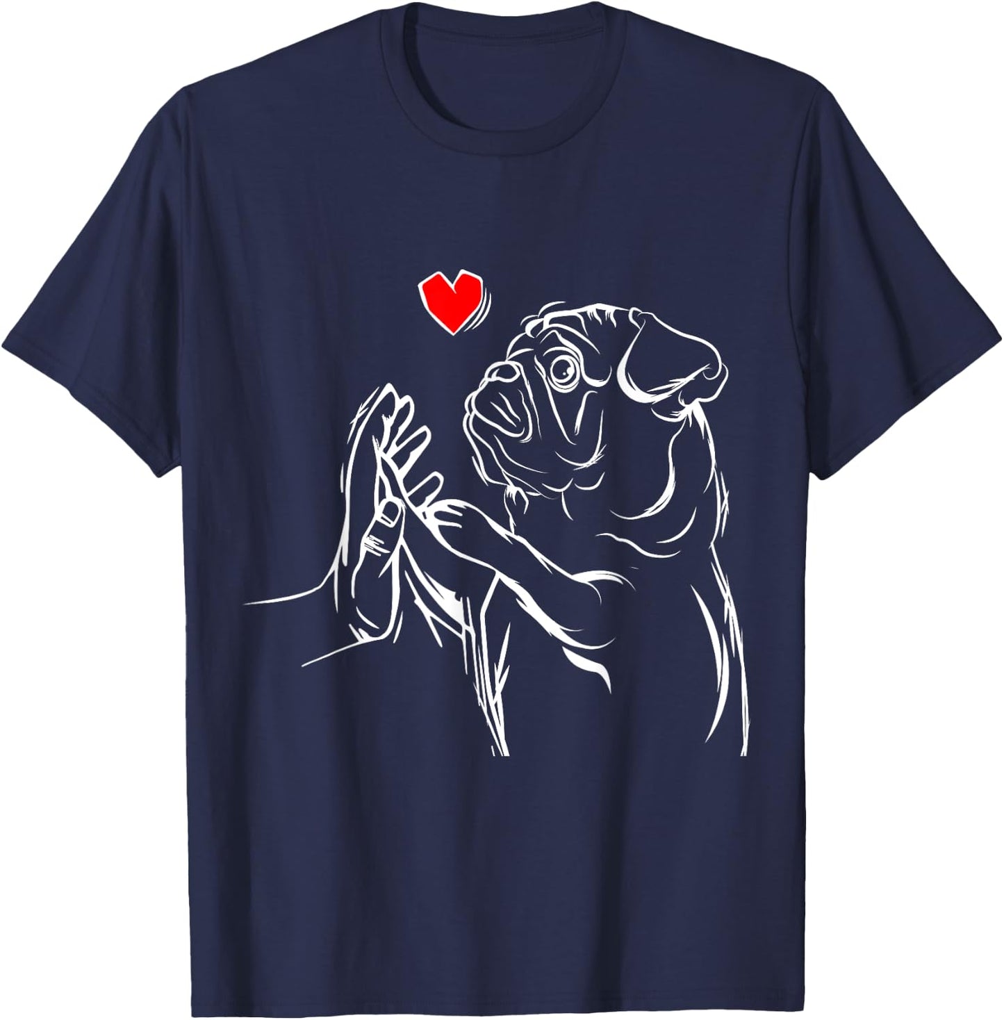 Pug Love Dog Women Girls T-Shirt - T-Shirt | Navy