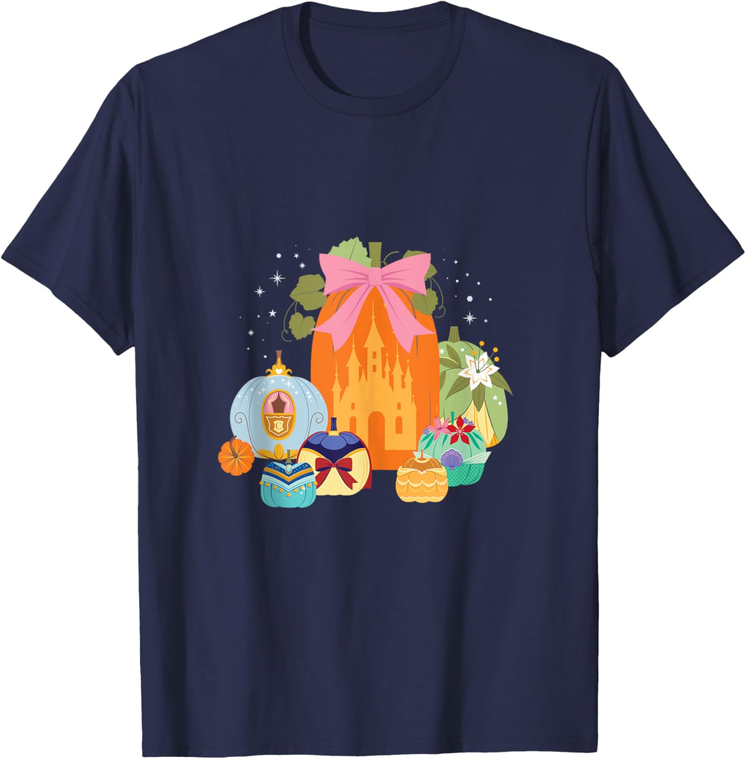 Disney Princess Pumpkins Fall Princesses and Pumpkin Castle T-Shirt - T-Shirt | Navy