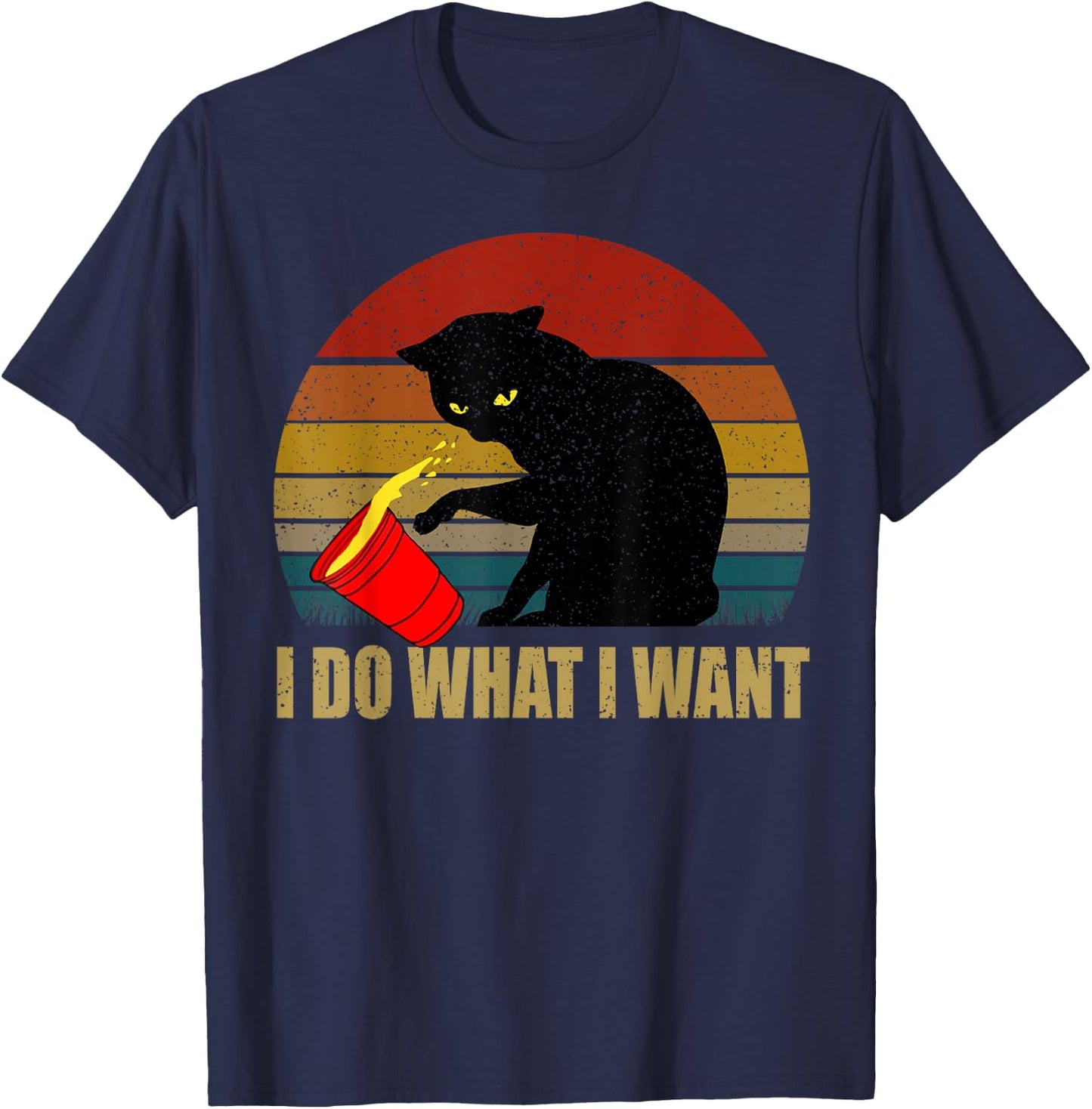 Angry Cat Evil Women Girls Kids T-Shirt - T-Shirt | Navy