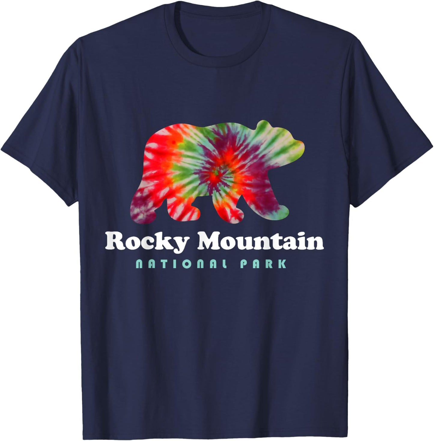 Rocky Mountain National Park Tie Dye Bear Rocky Mountains T-Shirt - T-Shirt | Navy