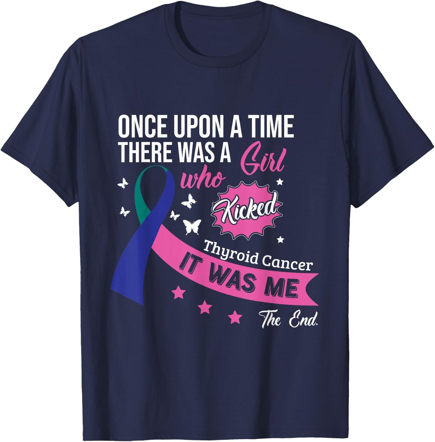 Thyroid Cancer Fight Cancer Ribbon T-Shirt - T-Shirt | Navy