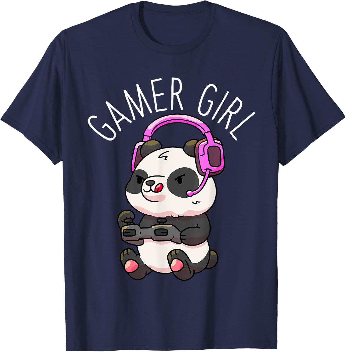 Gamer Girl Panda Gaming Pandas Video Game Women Girls Gift Small T-Shirt - T-Shirt | Navy