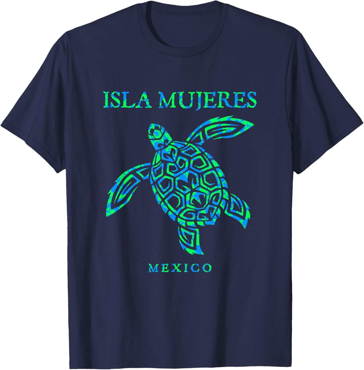 Isla Mujeres Mexico Souvenir Sea Turtle Colorful Boys Girls T-Shirt - T-Shirt | Navy