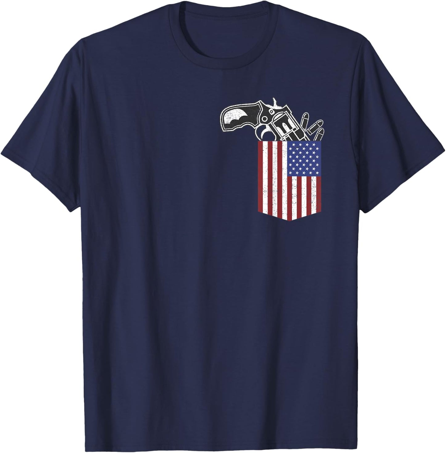 USA Chest Pocket With Gun Pistol Pocket T-Shirt - T-Shirt | Navy
