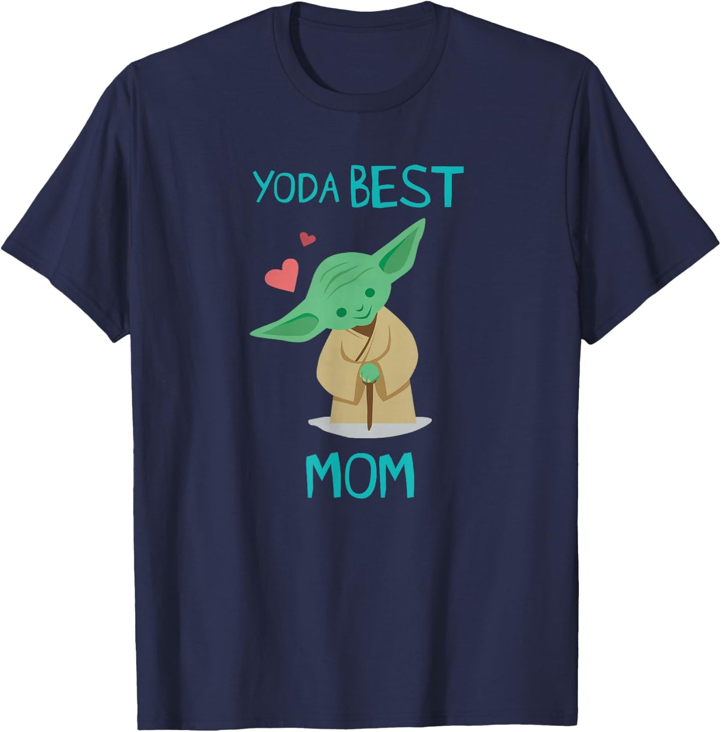 Star Wars Yoda Best Mom Hearts Mother's Day T-Shirt - T-Shirt | Navy