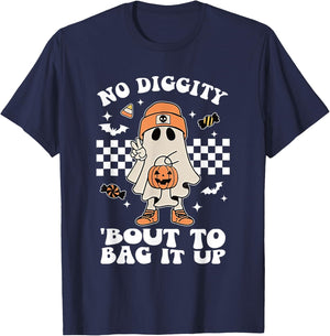No Diggity Bout To Bag It Up Halloween Spooky Ghost Costume T-Shirt - T-Shirt | Navy
