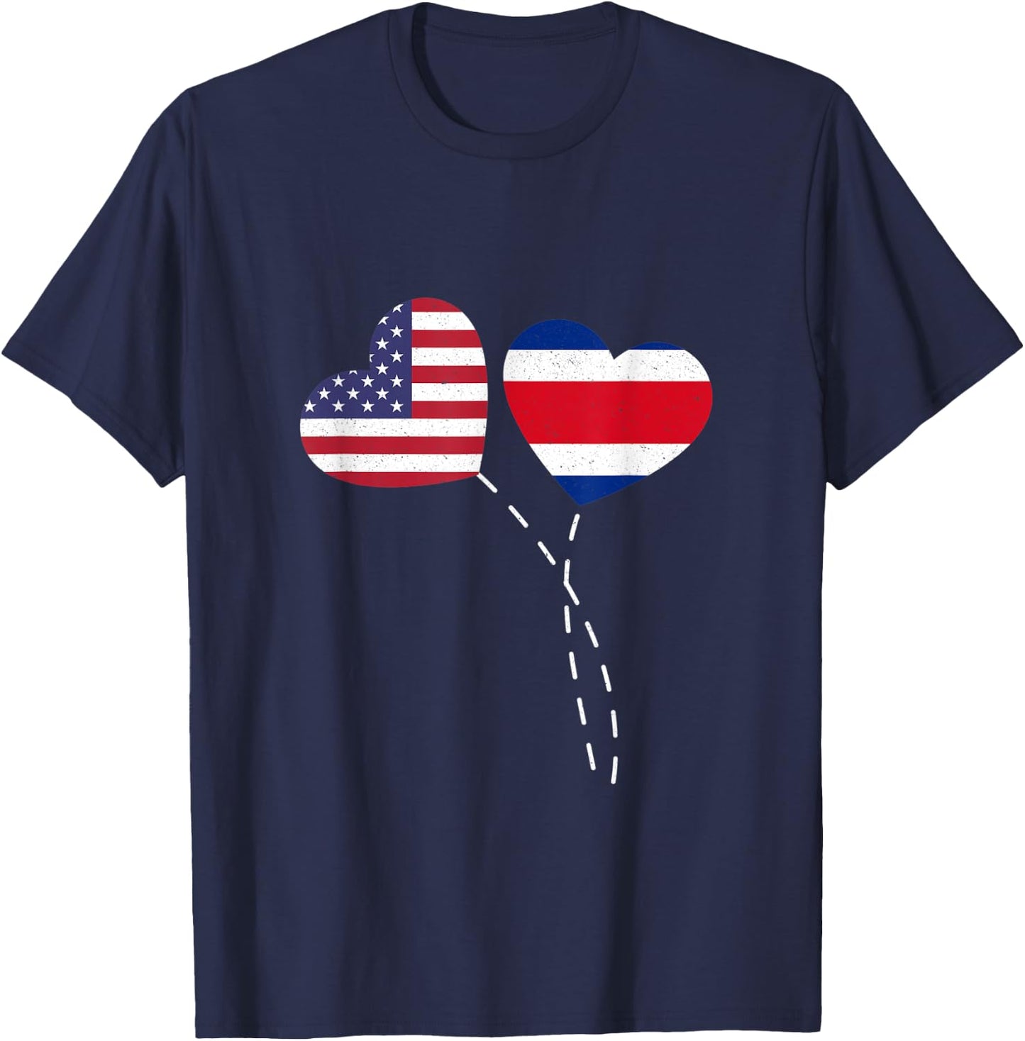 Loving USA Costa Rica Flag Heart Costa Rican Americans Love T-Shirt - T-Shirt | Navy