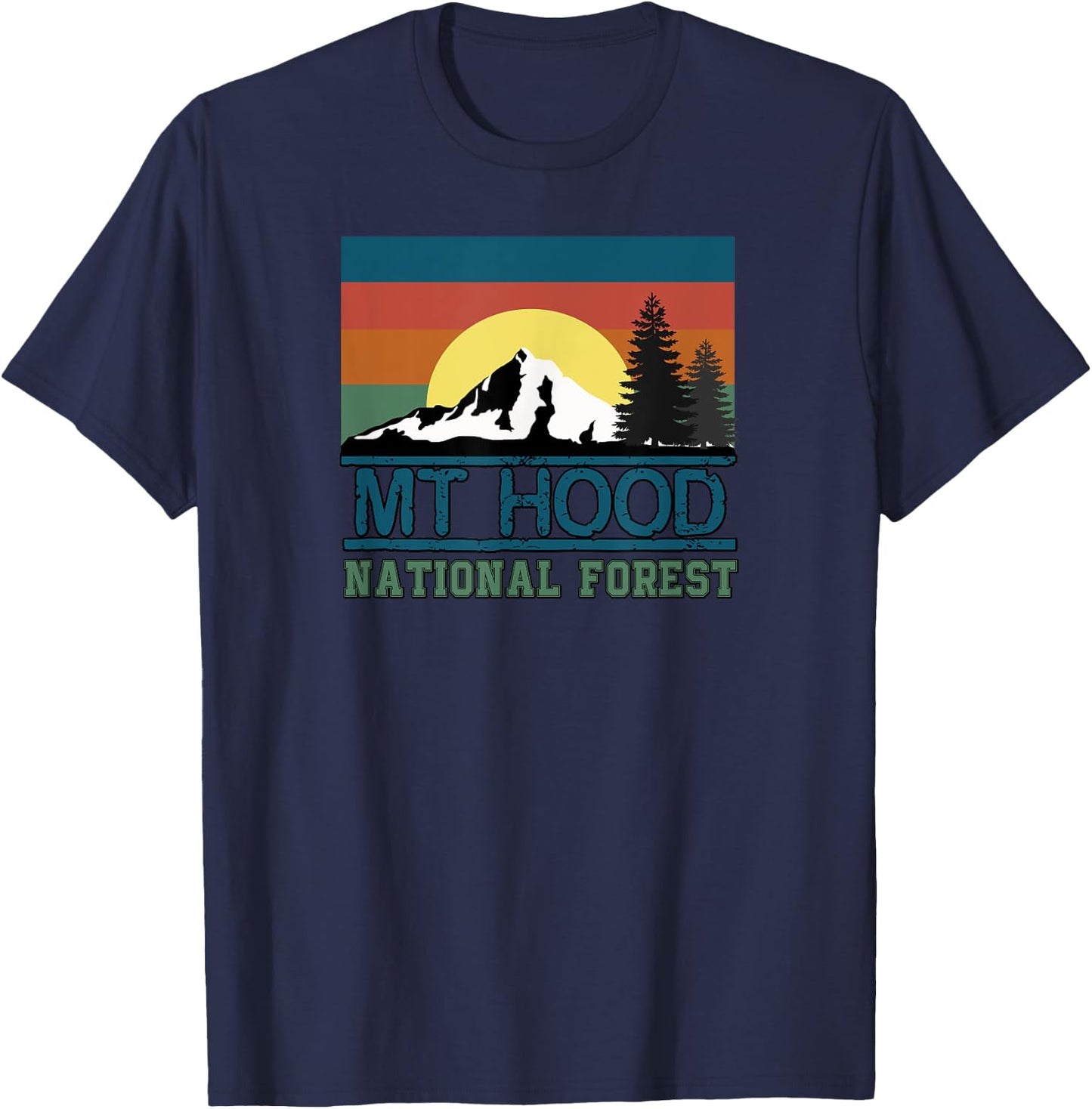 Mt Hood Oregon National Forest Trees Retro Women Kid T-Shirt - T-Shirt | Navy